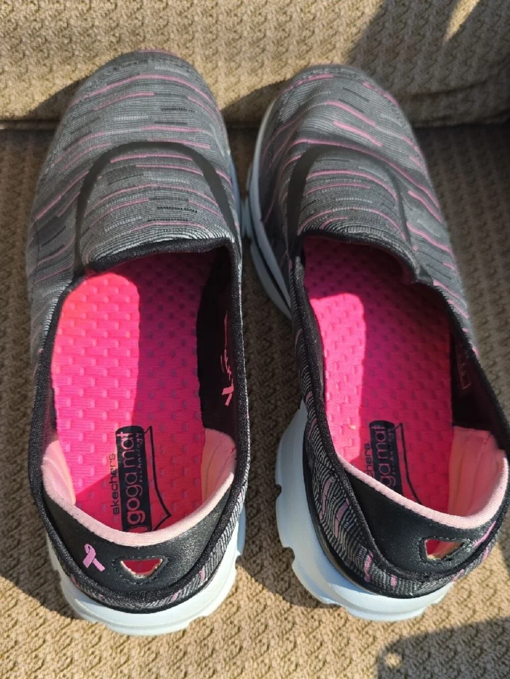 Skechers Slip-On Sneakers - Black with Pink Insole